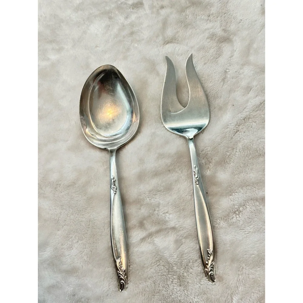 Vintage Holmes & Edwards DeepSilver Silverplate Salad Serving Spoon & Fork Set